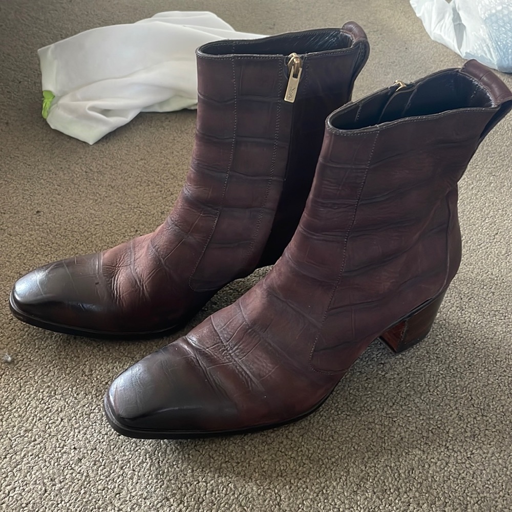 YSL brown leather boots size 44